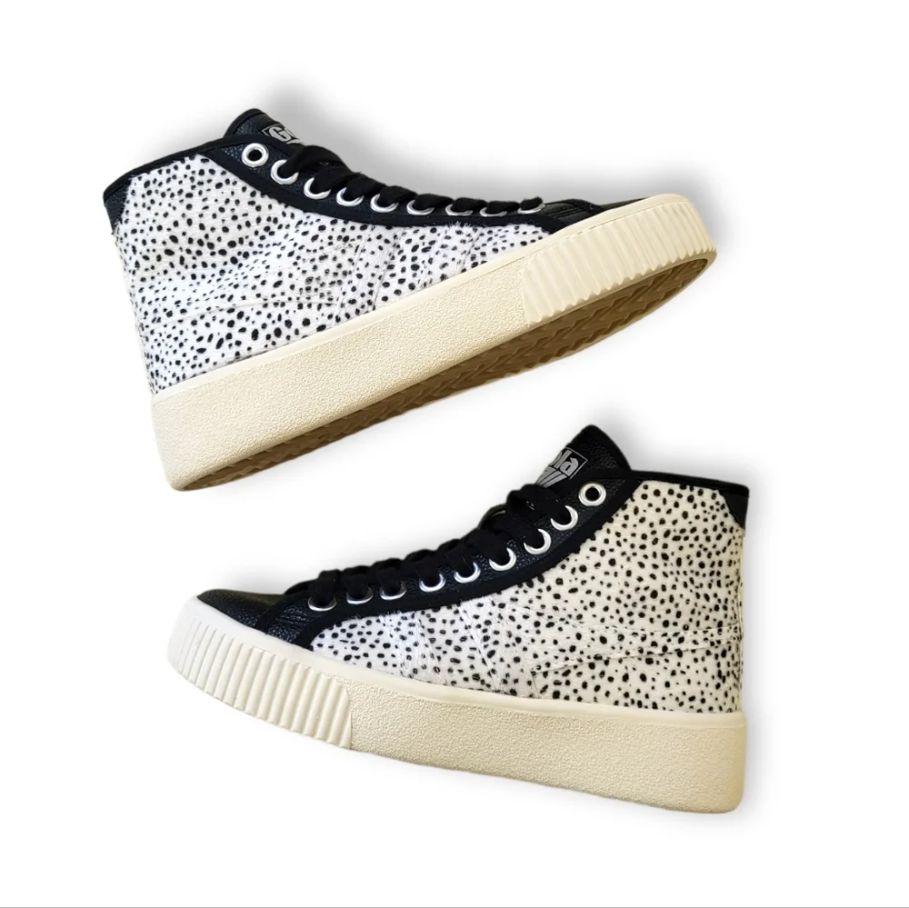 Gola Classics Baseline High Safari Pure Sneakers in Black Cheetah Size 5